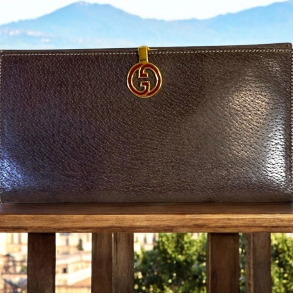 Gucci GG Sherri Line Vintage Leather Long Wallet with COA